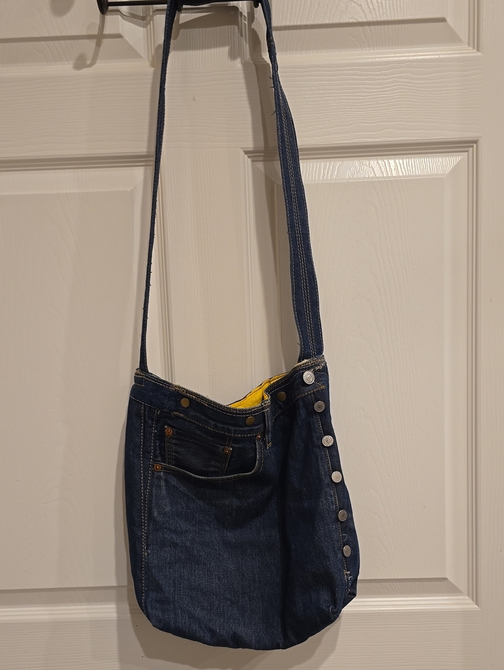 Levi Handmade Denim Crossbody Shoulder Bag in Dark Blue